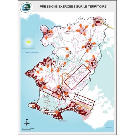 Carte des pressions urbaines exercées sur le territoire - Proscot - projet de SCOT de Cap Atlantique en grand format (nouvelle fenêtre)