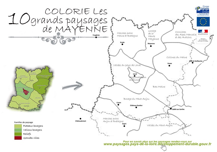 Colorie les 10 grands paysages de Mayenne en grand format (nouvelle fenêtre)